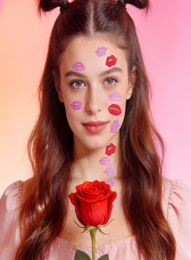 MANGOIT Red Pink Heart Face Gems, Valentine's Day Self Adhesive Face Gems Rhinestones Glitter Stickers, Heart Accessories for Makeup, Rave Accessories for Women, Kiss Jewels for Body, Eye, Hair 4 Sheets - Image 5